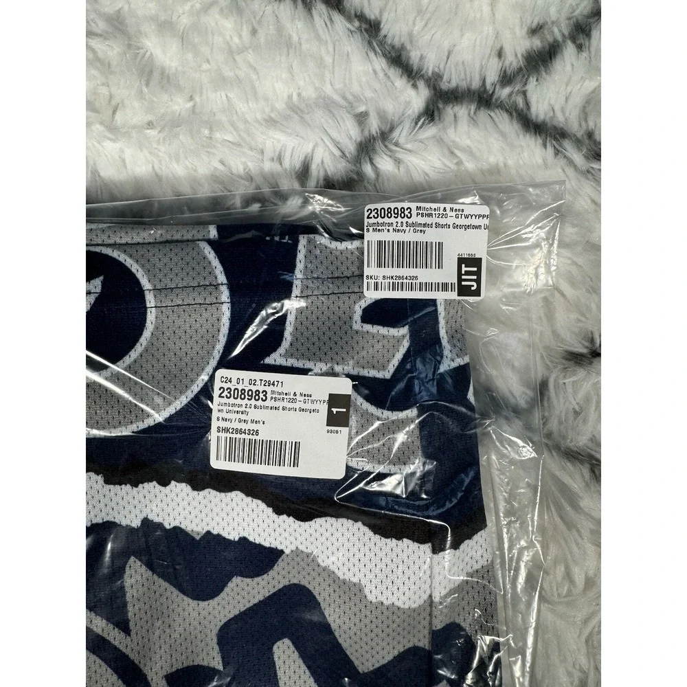 MITCHELL & NESS Georgetown Jumbotron 2.0 Sublimated Shorts Blue Mens S *NEW* $75
